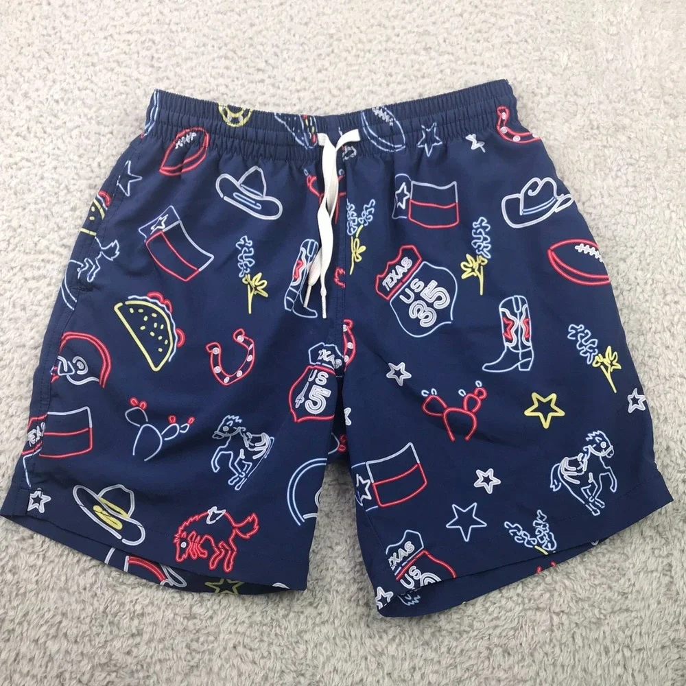 Chubbies The Texas Charms Swim Trunk Mens S Neon Western‎ Print 7